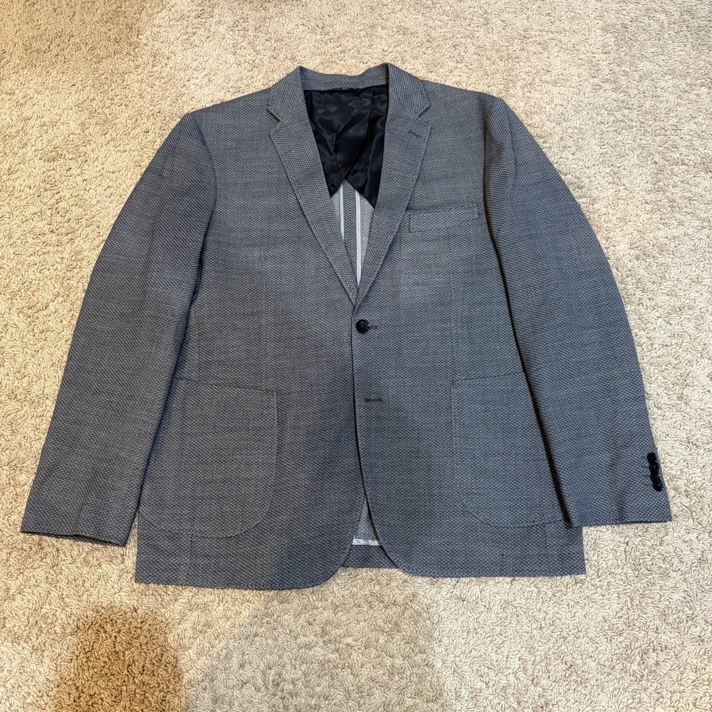 Rodd & Gunn Blazer Mens 2XL Gray Herringbone Wool Stretch Sport Coat Jacket